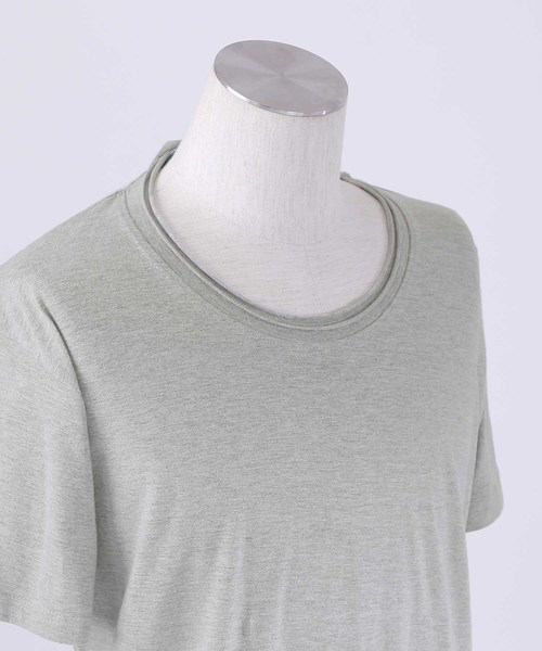 MONO-MART（モノマート）の「ツインロールネック Uネックカットソー  T/C(1/2 sleeve)（Tシャツ/カットソー・メンズ・ホワイト/オートミール/グレー/ワイン/エメラルド/カーキ/ブラウン/ネイビー/レッド/チャコール/ブラック/ブルー系その他/スモークピンク/ロイヤルブルー・L/M/S/XL）」の19枚目の写真