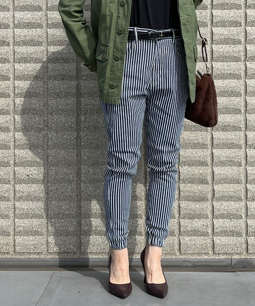 BEATJIVE（ビートジャイブ）の「ストレッチ デニム or コーデュロイ ジョガーパンツ イージーパンツ レディース（デニムパンツ・レディース・ネイビー/インディゴブルー/ライトブルー/ホワイト系その他/ベージュ/ブラック/ベージュ系その他/ブルー系その他2/ブルー系その他/バーガンディー/ブラック系その他/ベージュ系その他2/カーキ/ブルー系その他3/ブラック系その他2/ブラック系その他3・2/3/1）」の2枚目の写真