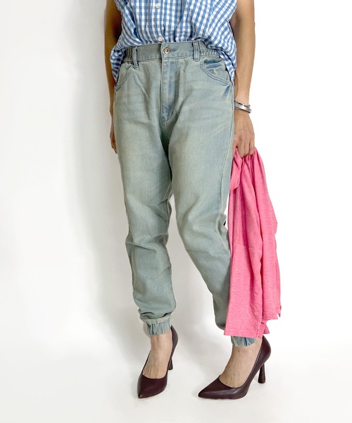 BEATJIVE（ビートジャイブ）の「ストレッチ デニム or コーデュロイ ジョガーパンツ イージーパンツ レディース（デニムパンツ・レディース・ネイビー/インディゴブルー/ライトブルー/ホワイト系その他/ベージュ/ブラック/ベージュ系その他/ブルー系その他2/ブルー系その他/バーガンディー/ブラック系その他/ベージュ系その他2/カーキ/ブルー系その他3/ブラック系その他2/ブラック系その他3・2/3/1）」の11枚目の写真