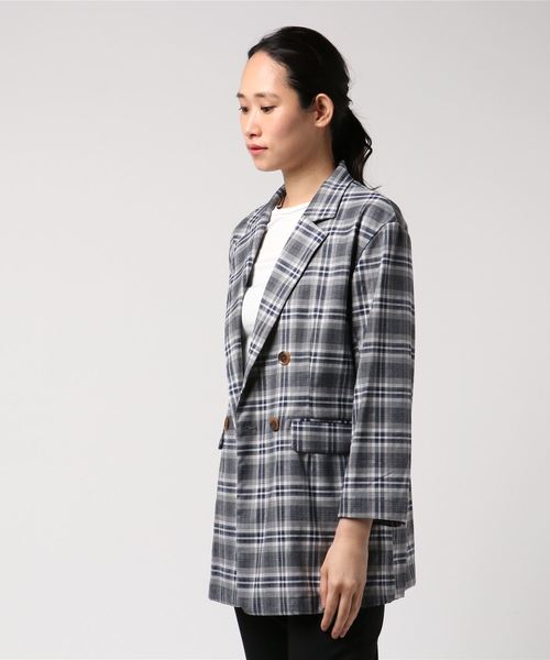 REDYAZEL（レディアゼル）の「スプリングチェックジャケット　Ⅱ（テーラードジャケット・レディース・キャメル/ライトグレー/ブルー・MEDIUM/SMALL）」の7枚目の写真