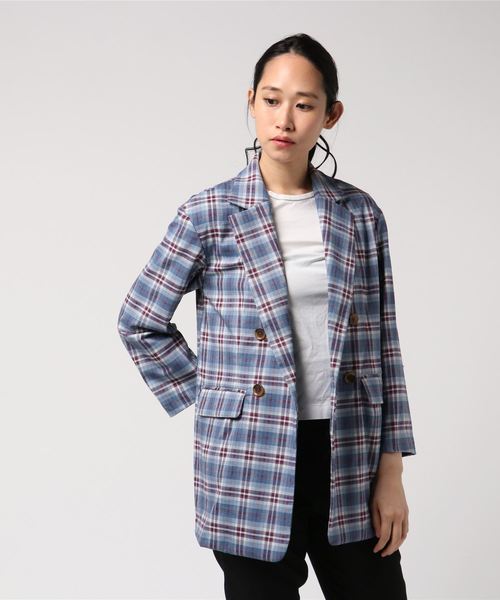 REDYAZEL（レディアゼル）の「スプリングチェックジャケット　Ⅱ（テーラードジャケット・レディース・キャメル/ライトグレー/ブルー・MEDIUM/SMALL）」の8枚目の写真