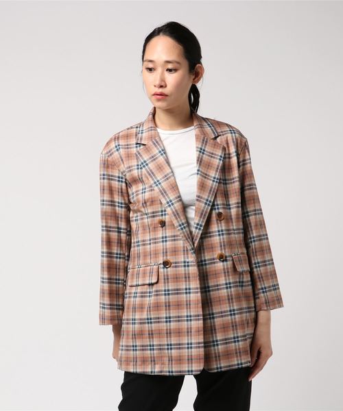 REDYAZEL（レディアゼル）の「スプリングチェックジャケット　Ⅱ（テーラードジャケット・レディース・キャメル/ライトグレー/ブルー・MEDIUM/SMALL）」の9枚目の写真