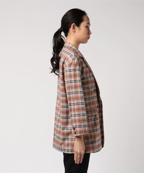 REDYAZEL（レディアゼル）の「スプリングチェックジャケット　Ⅱ（テーラードジャケット・レディース・キャメル/ライトグレー/ブルー・MEDIUM/SMALL）」の6枚目の写真