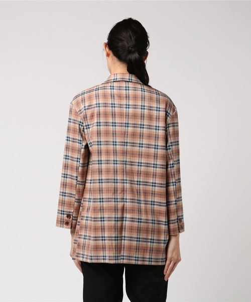 REDYAZEL（レディアゼル）の「スプリングチェックジャケット　Ⅱ（テーラードジャケット・レディース・キャメル/ライトグレー/ブルー・MEDIUM/SMALL）」の4枚目の写真