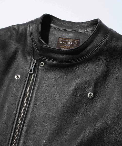MR.OLIVE(ミスターオリーブ)の「HAIR SHEEP SOFT VEGE LEATHER / SEMI DOUBLE MOTOR RIDERS(ライダースジャケット・メンズ・ブラック/ブラウン・SMALL/MEDIUM/LARGE)」の6枚目の写真