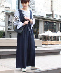 サスペンダー付きワイドパンツ