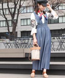 12Twelve Agenda | サスペンダー付きワイドパンツ(サロペット/オーバーオール)