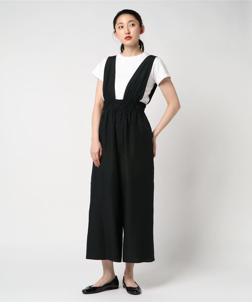12Twelve Agenda(トゥエルブ アジェンダ)の「サスペンダー付きワイドパンツ(サロペット/オーバーオール・レディース・ネイビー/ブルー/グレイッシュベージュ/ブラック・M)」の8枚目の写真