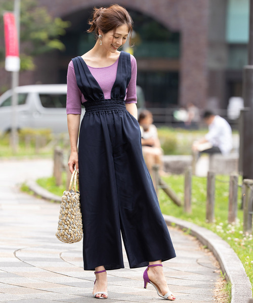 12Twelve Agenda(トゥエルブ アジェンダ)の「サスペンダー付きワイドパンツ(サロペット/オーバーオール・レディース・ネイビー/ブルー/グレイッシュベージュ/ブラック・M)」の6枚目の写真