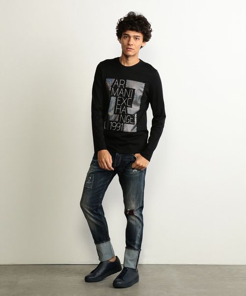 ARMANI EXCHANGE（アルマーニエクスチェンジ）の「【A|Xアルマーニ エクスチェンジ】シャイニーロゴ　ロングTシャツ（Tシャツ/カットソー・メンズ・ホワイト/ブラック・SMALL/MEDIUM/LARGE/X-LARGE/X-SMALL）」の3枚目の写真