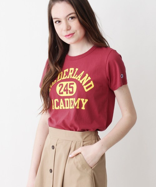 Champion(チャンピオン)の「【Champion】カレッジTシャツ(Tシャツ/カットソー・レディース・オフホワイト/ダークグリーン/パープル系4/ネイビー/イエロー/ワインレッド・02)」の6枚目の写真