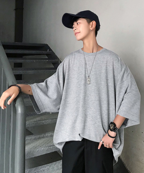 neos（ネオス）の「【neos -addictive design-】ビッグシルエット TR  クルーネックT（Tシャツ/カットソー・メンズ・ホワイト/チャコールグレー/ブラック/ネイビー/ブラウン/杢グレー/キャメル/ワイン/カーキ/ピンク/ブルー/ブルーグレー/グリーン・FREE）」の6枚目の写真