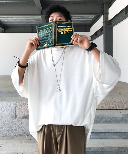 neos（ネオス）の「【neos -addictive design-】ビッグシルエット TR  クルーネックT（Tシャツ/カットソー・メンズ・ホワイト/チャコールグレー/ブラック/ネイビー/ブラウン/杢グレー/キャメル/ワイン/カーキ/ピンク/ブルー/ブルーグレー/グリーン・FREE）」の2枚目の写真