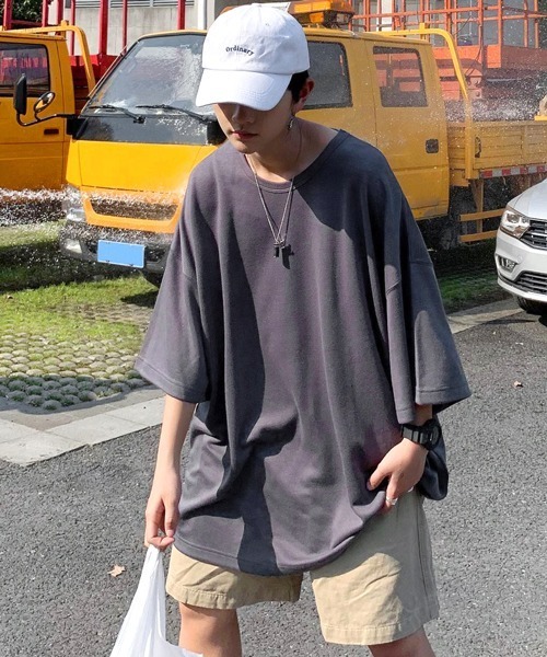 neos（ネオス）の「【neos -addictive design-】ビッグシルエット TR  クルーネックT（Tシャツ/カットソー・メンズ・ホワイト/チャコールグレー/ブラック/ネイビー/ブラウン/杢グレー/キャメル/ワイン/カーキ/ピンク/ブルー/ブルーグレー/グリーン・FREE）」の4枚目の写真