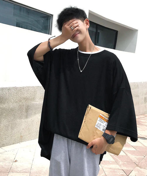 neos（ネオス）の「【neos -addictive design-】ビッグシルエット TR  クルーネックT（Tシャツ/カットソー・メンズ・ホワイト/チャコールグレー/ブラック/ネイビー/ブラウン/杢グレー/キャメル/ワイン/カーキ/ピンク/ブルー/ブルーグレー/グリーン・FREE）」の3枚目の写真