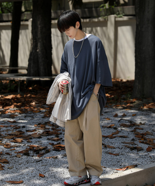 neos（ネオス）の「【neos -addictive design-】ビッグシルエット TR  クルーネックT（Tシャツ/カットソー・メンズ・ホワイト/チャコールグレー/ブラック/ネイビー/ブラウン/杢グレー/キャメル/ワイン/カーキ/ピンク/ブルー/ブルーグレー/グリーン・FREE）」の20枚目の写真