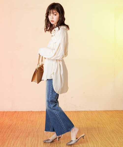 natural couture(ナチュラルクチュール)の「【WEB限定カラー有り】ベルト付きてろっとBIGシャツ(シャツ/ブラウス・レディース・ブラウン/ピンク/アイボリー/ミント・FREE)」の9枚目の写真