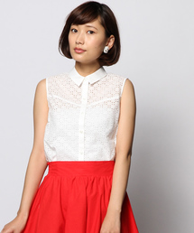 ELFORBR | 【InRed６月号掲載】リーフエンブロイダリーノースリーブシャツ(シャツ/ブラウス)