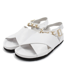 Jeffrey Campbell | (JEFFREY CAMPBELL FOR ROSE BUD)HA:F1415 FLAT CALF LTH SNDL W/GLD CHAIN&BCKL(サンダル)