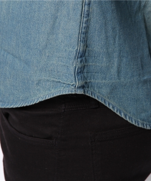 WEGO(ウィゴー)の「WEGO/デニムウエスタン7分袖シャツ(シャツ/ブラウス・メンズ・ホワイト/インディゴブルー/ライトインディゴブルー・MEDIUM/LARGE)」の10枚目の写真
