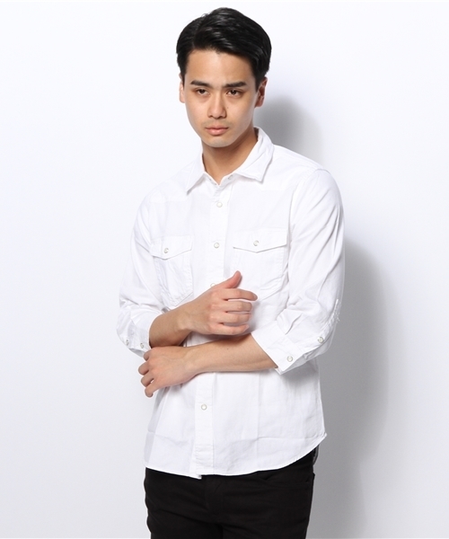 WEGO(ウィゴー)の「WEGO/デニムウエスタン7分袖シャツ(シャツ/ブラウス・メンズ・ホワイト/インディゴブルー/ライトインディゴブルー・MEDIUM/LARGE)」の12枚目の写真