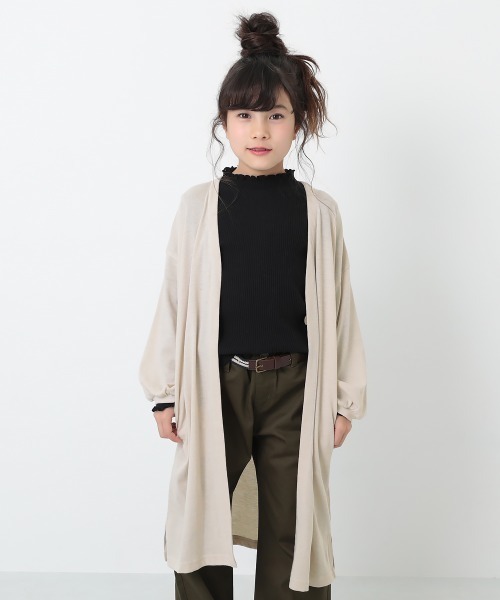 devirock(デビロック)の「ロング丈長袖カーディガン(カーディガン/ボレロ・キッズ・パープル系その他/ライトブラウン/杢グレー/ネイビー/ライトベージュ/ブラック・150cm/120cm/130cm/100cm/160cm/140cm/110cm)」の4枚目の写真