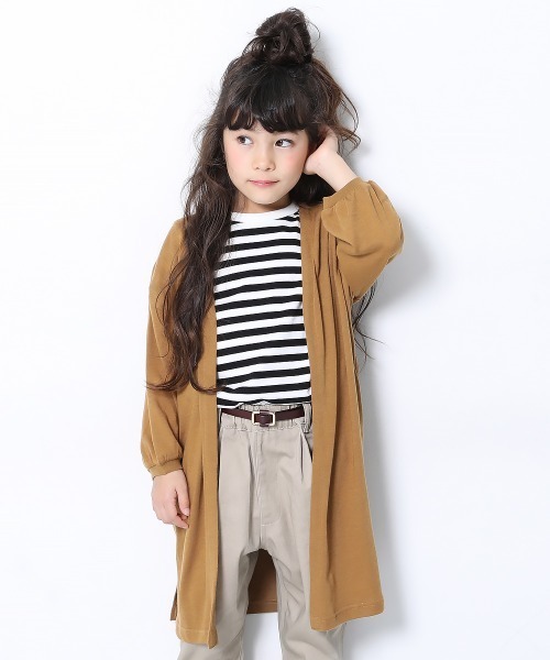 devirock(デビロック)の「ロング丈長袖カーディガン(カーディガン/ボレロ・キッズ・パープル系その他/ライトブラウン/杢グレー/ネイビー/ライトベージュ/ブラック・150cm/120cm/130cm/100cm/160cm/140cm/110cm)」の3枚目の写真