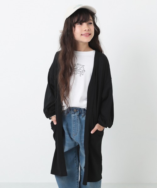 devirock(デビロック)の「ロング丈長袖カーディガン(カーディガン/ボレロ・キッズ・パープル系その他/ライトブラウン/杢グレー/ネイビー/ライトベージュ/ブラック・150cm/120cm/130cm/100cm/160cm/140cm/110cm)」の2枚目の写真