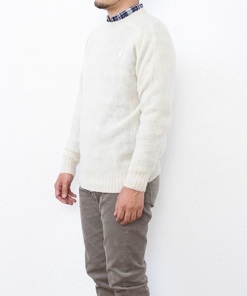 coen（コーエン）の「シャギードッククルーネックニット（ニット/セーター・メンズ・オフホワイト/ライトグレー/ネイビー/マスタード・MEDIUM/LARGE/SMALL/X-LARGE）」の5枚目の写真