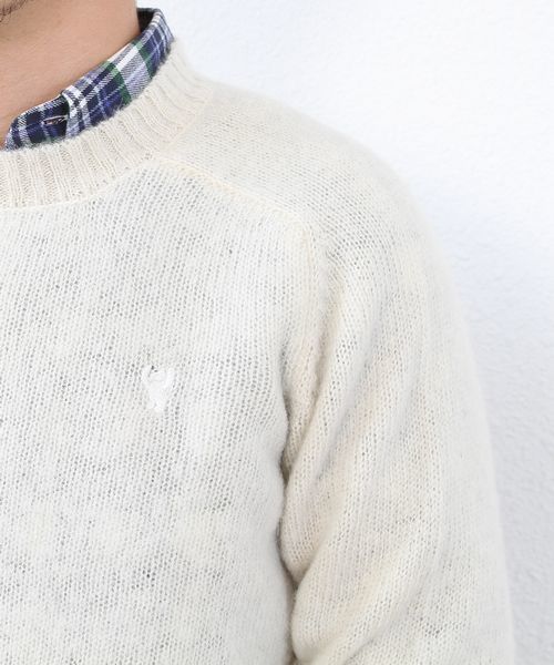coen（コーエン）の「シャギードッククルーネックニット（ニット/セーター・メンズ・オフホワイト/ライトグレー/ネイビー/マスタード・MEDIUM/LARGE/SMALL/X-LARGE）」の8枚目の写真
