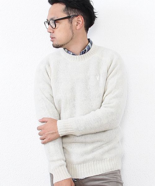 coen（コーエン）の「シャギードッククルーネックニット（ニット/セーター・メンズ・オフホワイト/ライトグレー/ネイビー/マスタード・MEDIUM/LARGE/SMALL/X-LARGE）」の20枚目の写真