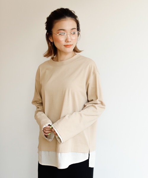 Auntie Rosa Holiday（アンティローザホリデー）の「レイヤードシアーシャツトップス（シャツ/ブラウス・レディース・ブルー/ベージュ/ナチュラル/チャコールグレー・FREE）」の8枚目の写真