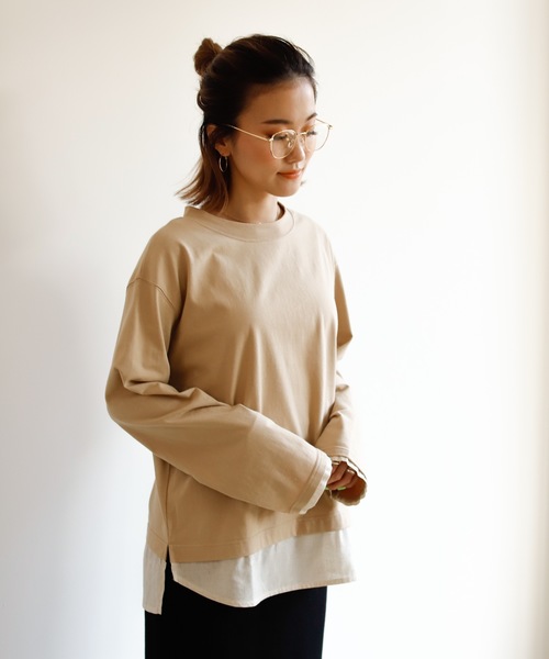 Auntie Rosa Holiday（アンティローザホリデー）の「レイヤードシアーシャツトップス（シャツ/ブラウス・レディース・ブルー/ベージュ/ナチュラル/チャコールグレー・FREE）」の9枚目の写真