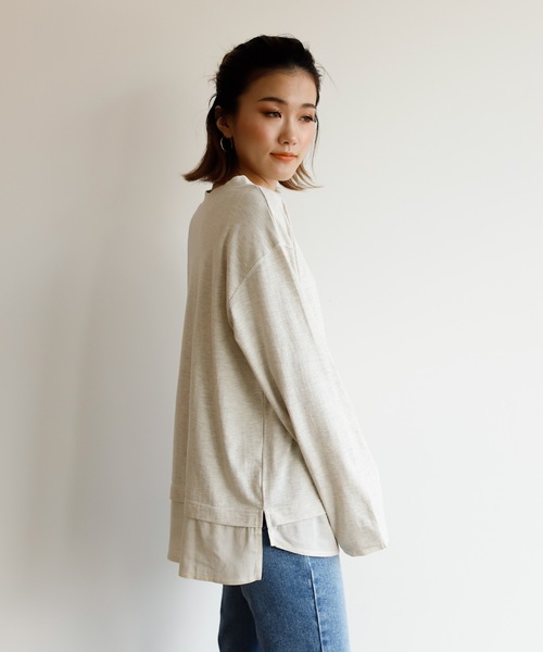 Auntie Rosa Holiday（アンティローザホリデー）の「レイヤードシアーシャツトップス（シャツ/ブラウス・レディース・ブルー/ベージュ/ナチュラル/チャコールグレー・FREE）」の15枚目の写真
