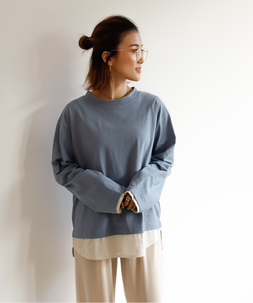 Auntie Rosa Holiday（アンティローザホリデー）の「レイヤードシアーシャツトップス（シャツ/ブラウス・レディース・ブルー/ベージュ/ナチュラル/チャコールグレー・FREE）」の21枚目の写真