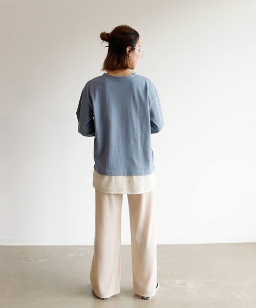 Auntie Rosa Holiday（アンティローザホリデー）の「レイヤードシアーシャツトップス（シャツ/ブラウス・レディース・ブルー/ベージュ/ナチュラル/チャコールグレー・FREE）」の6枚目の写真