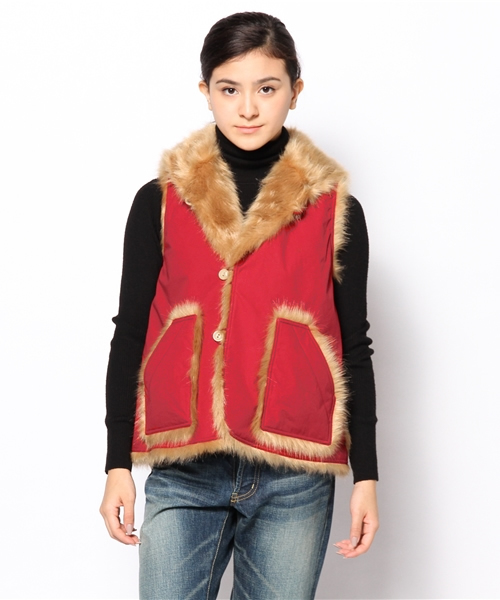 BEAMS BOY（ビームスボーイ）の「◎BEAMS BOY / フェイクファー VEST（ベスト・レディース・カーキ/レッド/ブルー・ONE SIZE）」の6枚目の写真