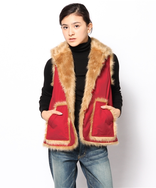 BEAMS BOY（ビームスボーイ）の「◎BEAMS BOY / フェイクファー VEST（ベスト・レディース・カーキ/レッド/ブルー・ONE SIZE）」の11枚目の写真