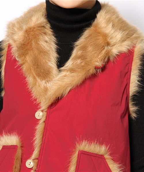 BEAMS BOY（ビームスボーイ）の「◎BEAMS BOY / フェイクファー VEST（ベスト・レディース・カーキ/レッド/ブルー・ONE SIZE）」の12枚目の写真