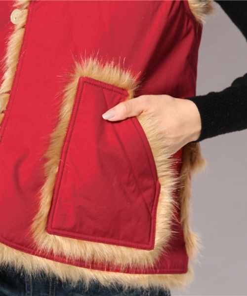 BEAMS BOY（ビームスボーイ）の「◎BEAMS BOY / フェイクファー VEST（ベスト・レディース・カーキ/レッド/ブルー・ONE SIZE）」の13枚目の写真