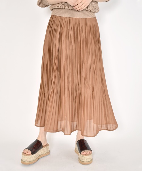 W Closet ダブルクローゼット の ポリブロードランダムプリーツスカート スカート Wear