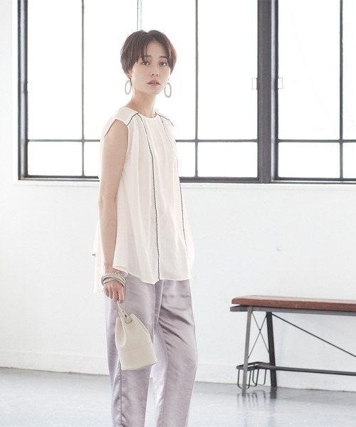 titivate(ティティベイト)の「リネンライクバックリボンステッチブラウス(シャツ/ブラウス・レディース・ホワイト/ブラック・M)」の7枚目の写真