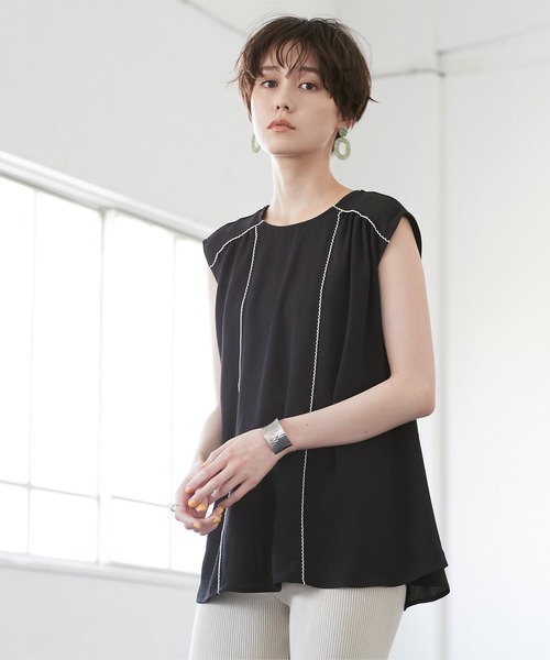 titivate(ティティベイト)の「リネンライクバックリボンステッチブラウス(シャツ/ブラウス・レディース・ホワイト/ブラック・M)」の11枚目の写真