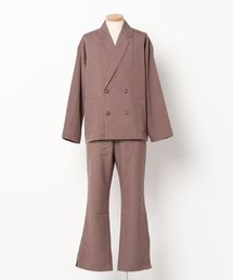 Beno | 【 セットアップ 】ポリトロ / W テーラード シャツ ジャケット × スリット フレアパンツ(セットアップ)