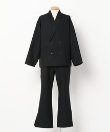Beno | 【 セットアップ 】ポリトロ / W テーラード シャツ ジャケット × スリット フレアパンツ(セットアップ)