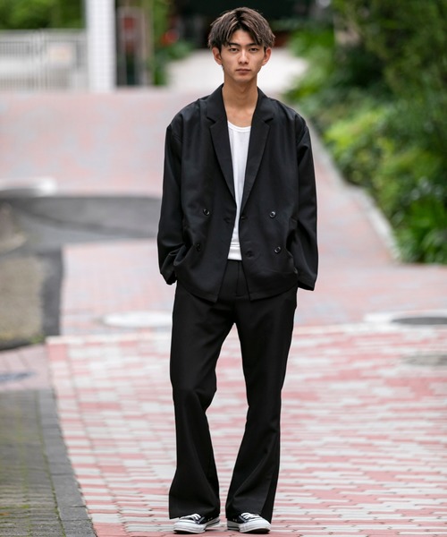 Beno（ビーノ）の「ポリトロ / W テーラード シャツ ジャケット × スリット フレアパンツ（セットアップ・メンズ・ライトベージュ/ブラック/ダークベージュ/ライトグレー/アッシュブラウン・L/M）」の10枚目の写真