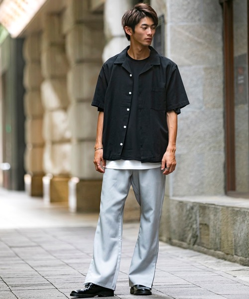 Beno（ビーノ）の「ポリトロ / W テーラード シャツ ジャケット × スリット フレアパンツ（セットアップ・メンズ・ライトベージュ/ブラック/ダークベージュ/ライトグレー/アッシュブラウン・L/M）」の18枚目の写真