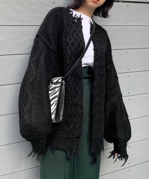 WHO'S WHO gallery（フーズフーギャラリー）の「フィッシャーマン2WAYニット（ニット/セーター・レディース・ブラック/オフホワイト/ブルー・FREE）」の3枚目の写真