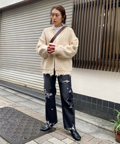 WHO'S WHO gallery（フーズフーギャラリー）の「フィッシャーマン2WAYニット（ニット/セーター・レディース・ブラック/オフホワイト/ブルー・FREE）」の10枚目の写真