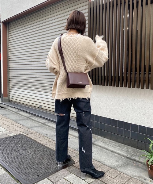 WHO'S WHO gallery（フーズフーギャラリー）の「フィッシャーマン2WAYニット（ニット/セーター・レディース・ブラック/オフホワイト/ブルー・FREE）」の11枚目の写真